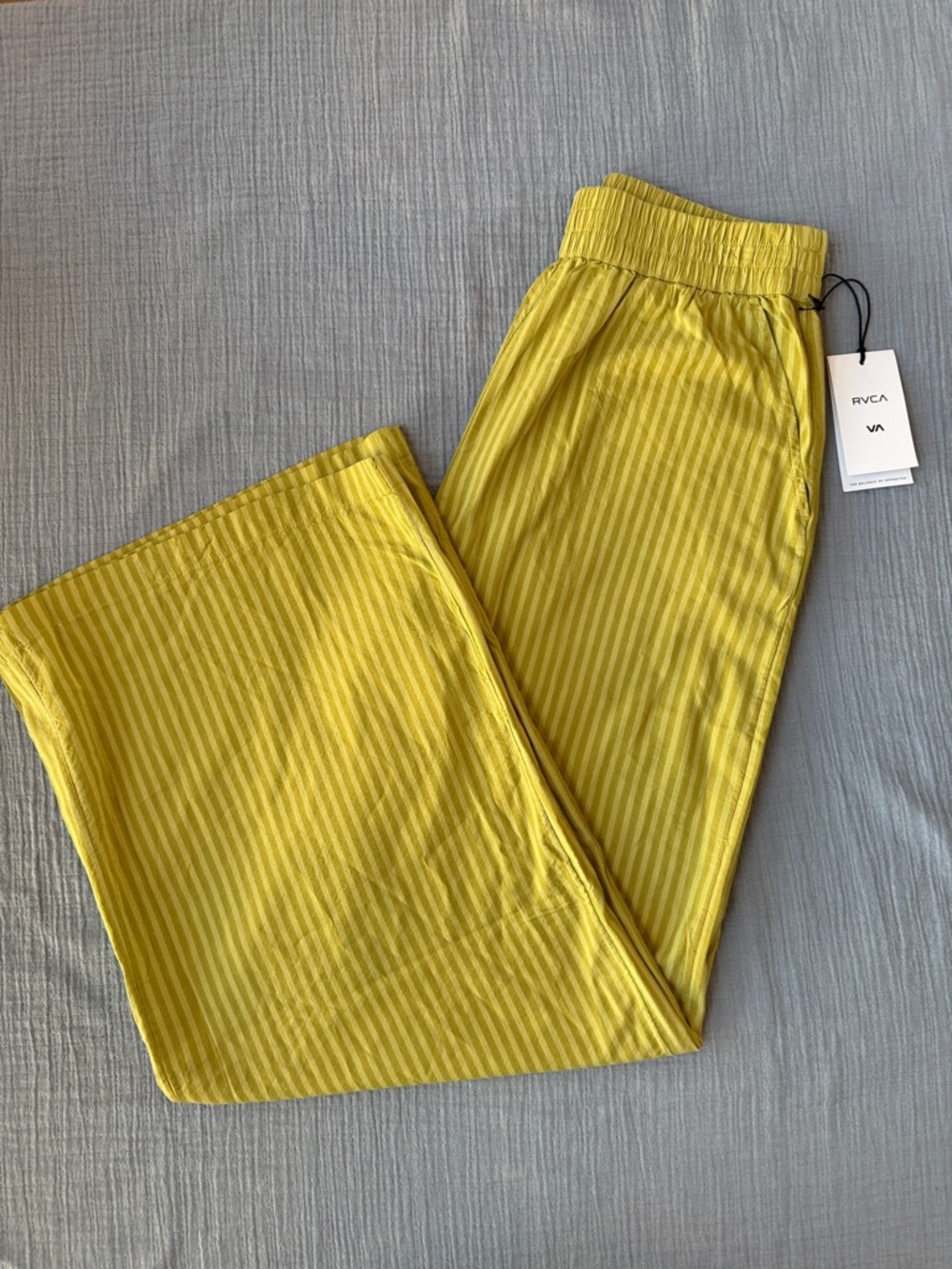RVCA Striped New Yume Wide-Leg Pants With Front Pockets -NWT